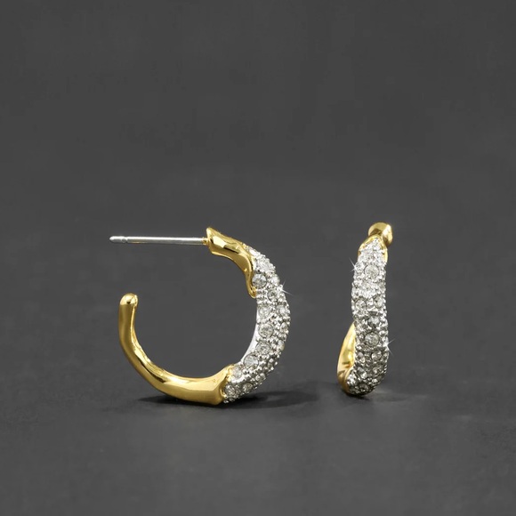 ALEXIS BITTAR • Solanales Gold Crystal Twist Mini Hoop Earrings - Picture 1 of 11